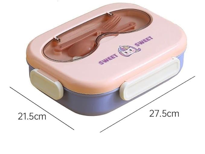 Lunch Box for Kids Insulated Lunch Box Stainless Steel Tiffin Box for Boys, Girls, School & Office (3 Compartment Box)