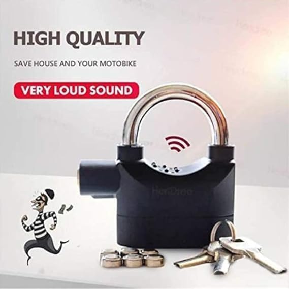 Heavy Duty Anti-Theft Alarm Padlock with Motion Sensor � Waterproof Security Lock with Siren for Home, Gate, Bike, Warehouse, and More(with 3 Keys)