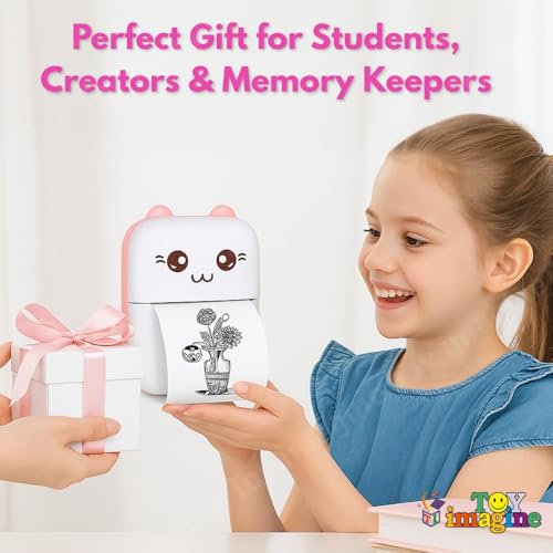 Mini Portable Thermal Printer – Bluetooth Wireless Photo & Label Printer for Kids with 1 Paper Roll – 57mm Black & White Pocket Printer for Mobile, School, Stickers (Assorted)
