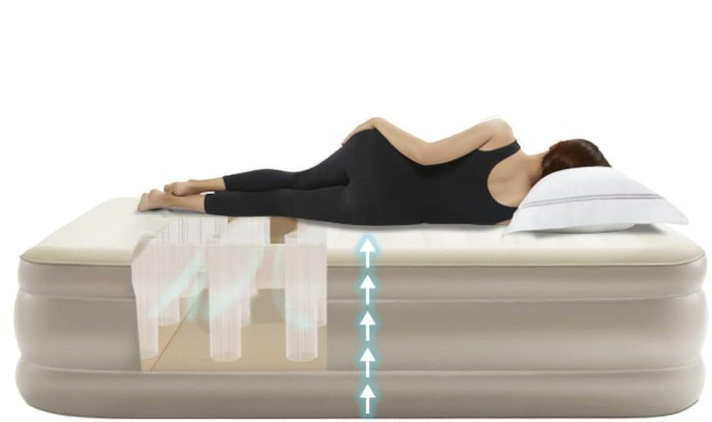 Designer Single Air Bed, Blow Up Bed for Home Portable Camping Travel, Inflatable Bed with Built-in Electric Pump, 3 Mins Quick Self-Inflation/Deflation Guest Air Mattress