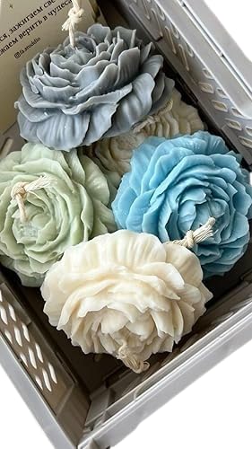 Peony Flower Candles | Handcrafted | Oudh Scented | Valentine & New Year Gifting Party Decoration | 100% Soy Wax, 80 gm Each (Pack of 2)