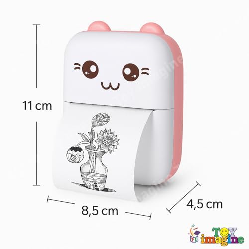 Mini Portable Thermal Printer – Bluetooth Wireless Photo & Label Printer for Kids with 1 Paper Roll – 57mm Black & White Pocket Printer for Mobile, School, Stickers (Assorted)