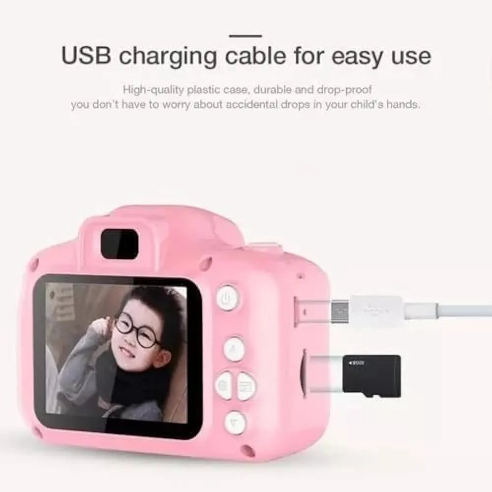 Kids Digital Camera in Pink with 3MP, HD 1080P, IPS Screen, Selfie Function, and Built-in Games