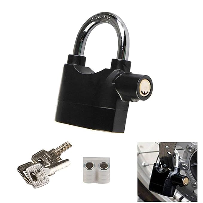 Heavy Duty Anti-Theft Alarm Padlock with Motion Sensor � Waterproof Security Lock with Siren for Home, Gate, Bike, Warehouse, and More(with 3 Keys)