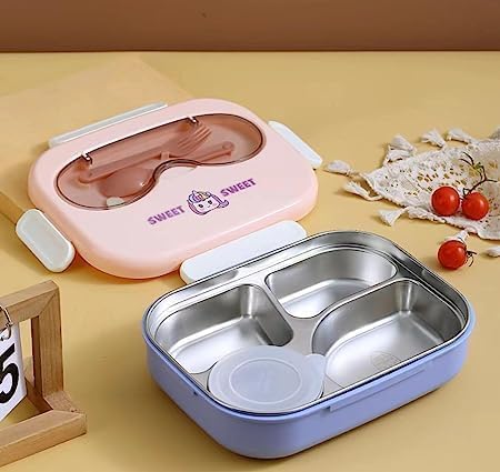 Lunch Box for Kids Insulated Lunch Box Stainless Steel Tiffin Box for Boys, Girls, School & Office (3 Compartment Box)