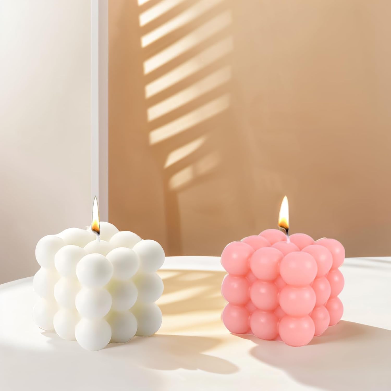 Bubble Candle, Decorative Cube Shape Hand-Poured, Long-Lasting Aromatherapy Candle for Home Decor, Gift Eco-Friendly (Pack of 2) (Big Bubble Cube)