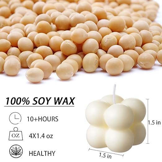 Multicolor Bubble Candle - 4 Small Cute Candles Cube Soy Wax Candles, Home Decor Candle, Scented Candle Set 4 Pieces, Home Use and Gifting (Small)