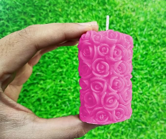 (Multicolor) Scented Candles for Home Decor, Rose Fragrance, Pillar Shape and Floating Combo, Red Color, Pack of 10, 4 X 7 Centimeters - Wax (Pink)