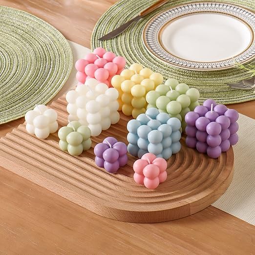 Multicolor Bubble Candle - 4 Small Cute Candles Cube Soy Wax Candles, Home Decor Candle, Scented Candle Set 4 Pieces, Home Use and Gifting (Small)