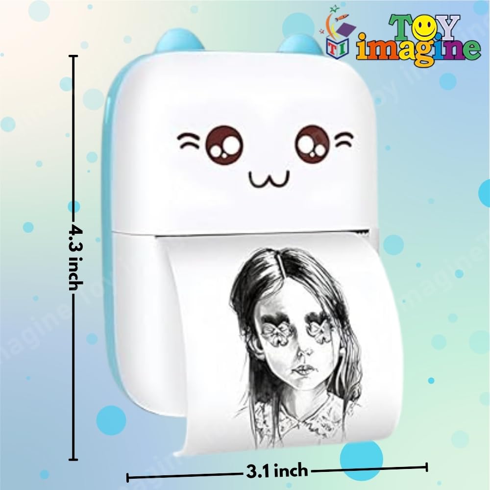 Mini Portable Thermal Printer – Bluetooth Wireless Photo & Label Printer for Kids with 1 Paper Roll – 57mm Black & White Pocket Printer for Mobile, School, Stickers (Assorted)