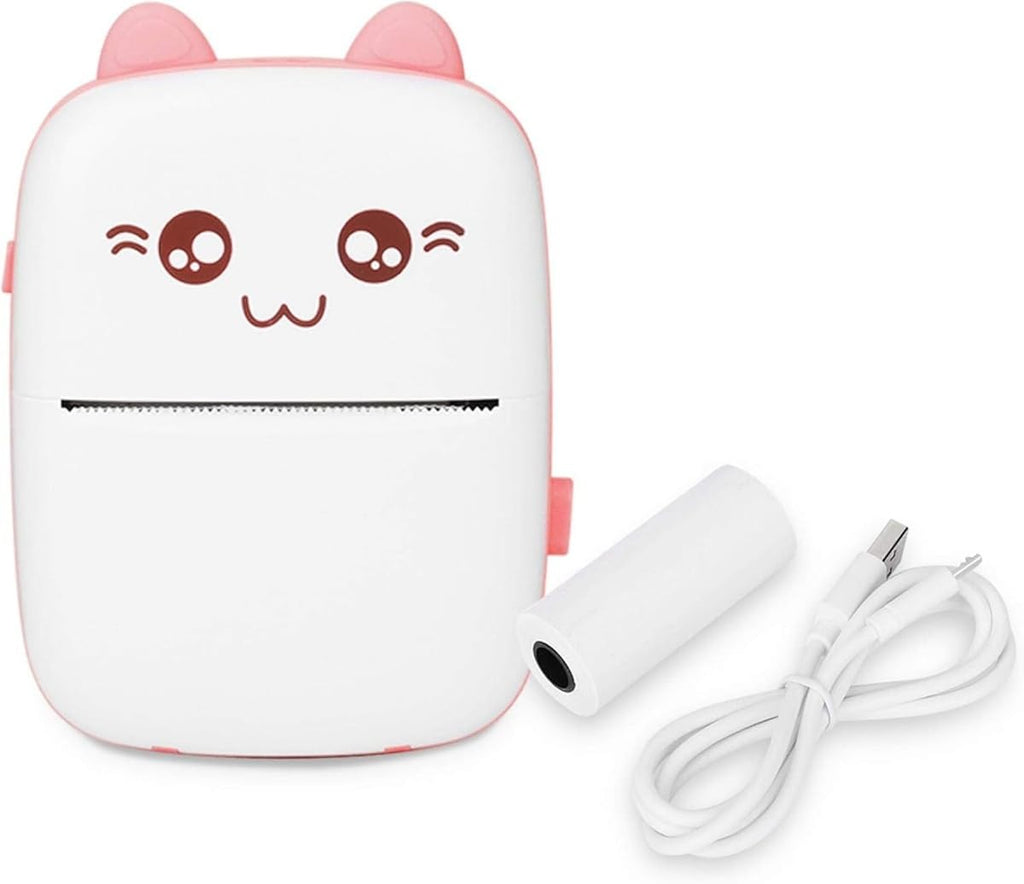 Mini Portable Thermal Printer – Bluetooth Wireless Photo & Label Printer for Kids with 1 Paper Roll – 57mm Black & White Pocket Printer for Mobile, School, Stickers (Assorted)