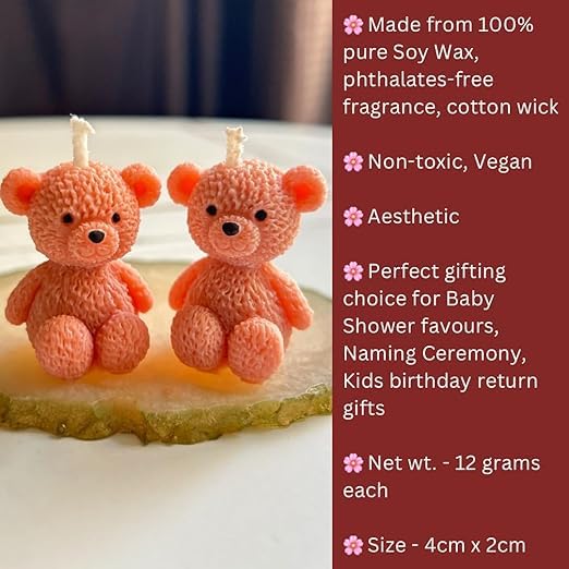 Multicolor Teddy Bear Scented Candle, Vanilla, Pack of 10 – Birthday & Gift Candle Set for Home, Parties, Special Occasions,