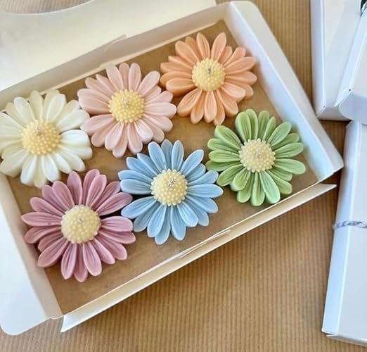 (Multicolor) Daisy Flower Floating Candle (Pack of 5) Perfect for Diwali, Party and Wedding Scented Decorative Candles