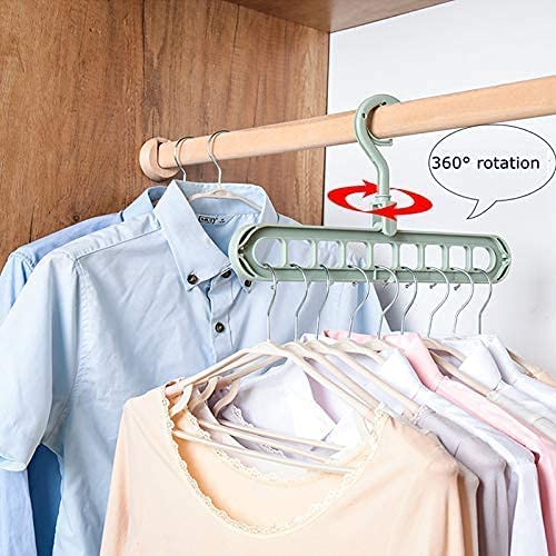 9 in 1 Magic Hanger Storage Rack Adjustable Anti-Slip Hanger Hooks Closet Tie Scarf Organize Holder Pants Clothing Drying Rack.