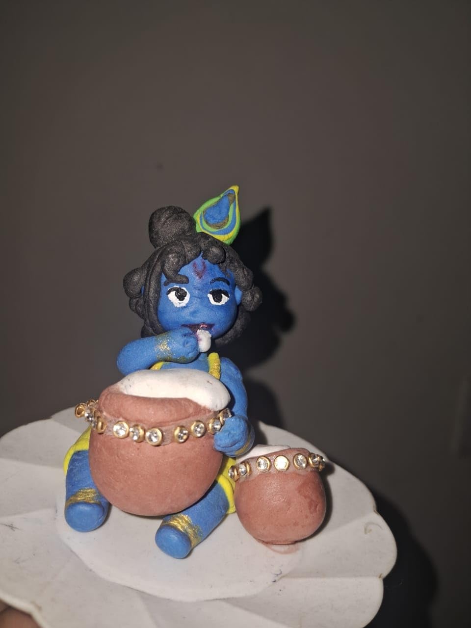 Handcrafted Clay Krishna Statue – Eco-Friendly Lord Krishna Idol for Home Decor & Spiritual Blessings