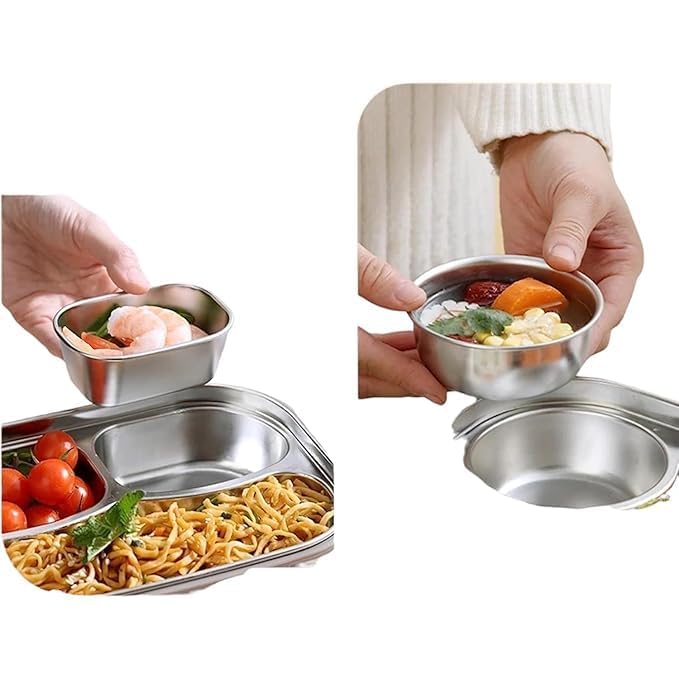 Lunch Box for Kids Insulated Lunch Box Stainless Steel Tiffin Box for Boys, Girls, School & Office (3 Compartment Box)