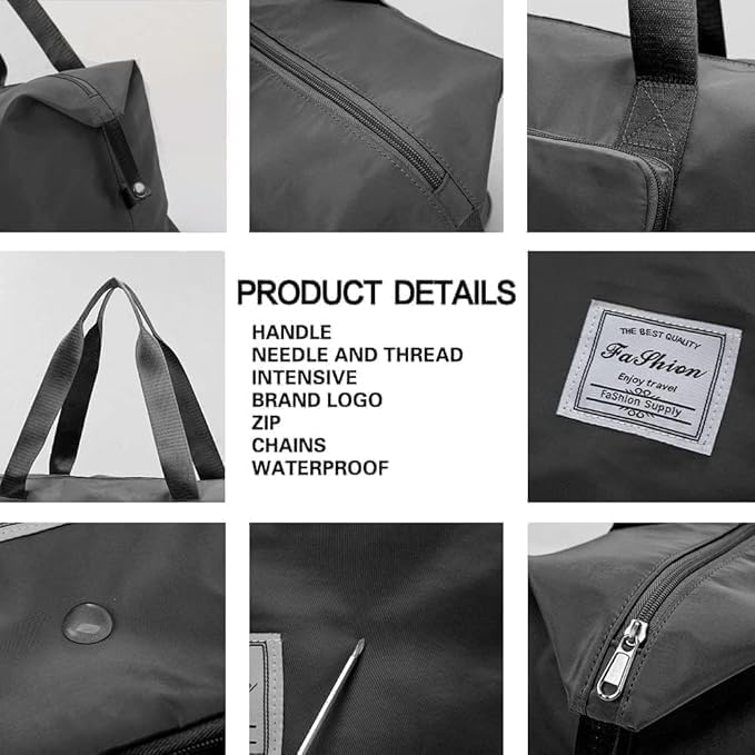 Large Capacity Folding Travel Tote Bag, Waterproof Lightweight Foldable Travel Duffel Bag Portable Expandable Travel Bag, Dry and Wet Carry On Bag