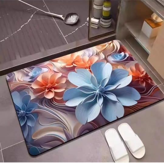 Bathroom Mat - Non Slip Water Absorbent Texture Square Thin Rugs,Door Mat Perfect for Home Office & Kitchen, Bathroom Decor.