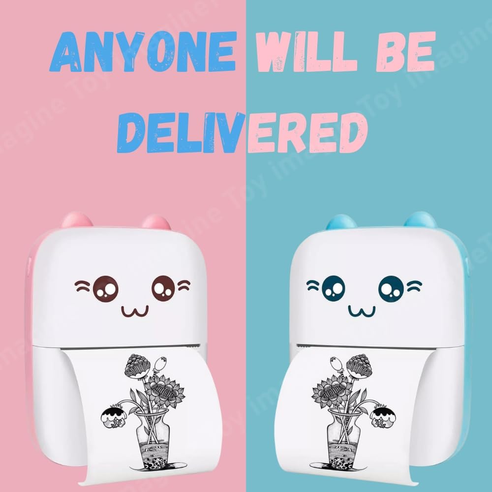 Mini Portable Thermal Printer – Bluetooth Wireless Photo & Label Printer for Kids with 1 Paper Roll – 57mm Black & White Pocket Printer for Mobile, School, Stickers (Assorted)