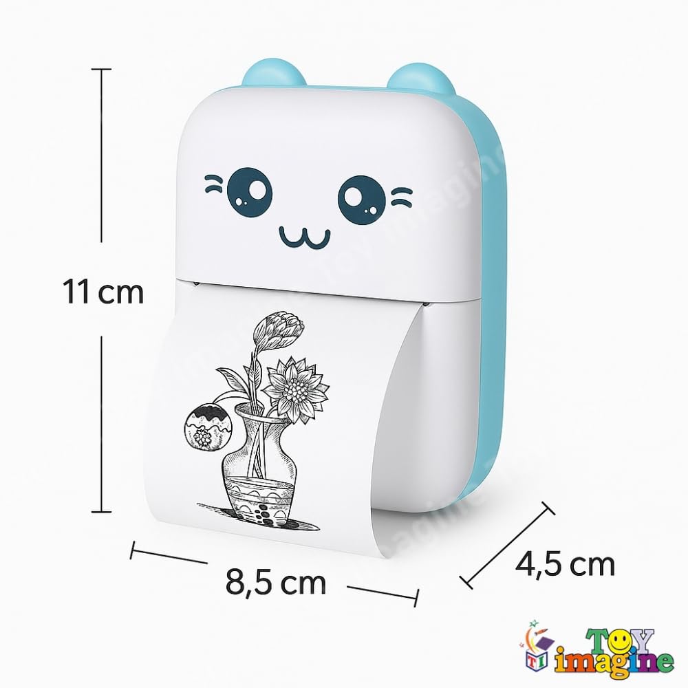 Mini Portable Thermal Printer – Bluetooth Wireless Photo & Label Printer for Kids with 1 Paper Roll – 57mm Black & White Pocket Printer for Mobile, School, Stickers (Assorted)