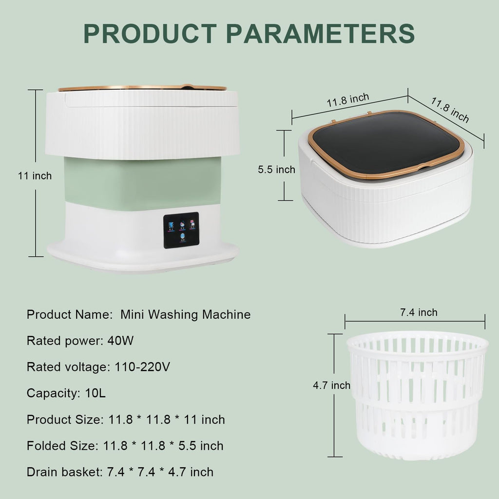 Portable Mini Washing Machine 15L with Upgraded Spin Basket, Compact Clothes Washer for Underwear, Baby Clothes & Small Items, Ideal for Home, Apartments, RV Tours, Dormitories & Hotels