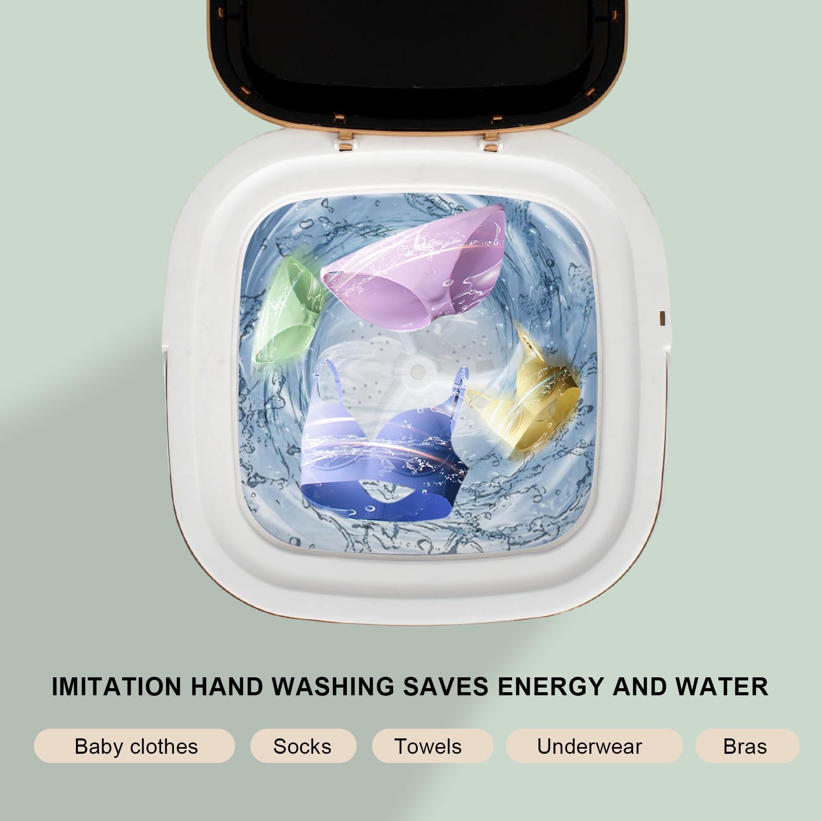 Portable Mini Washing Machine 15L with Upgraded Spin Basket, Compact Clothes Washer for Underwear, Baby Clothes & Small Items, Ideal for Home, Apartments, RV Tours, Dormitories & Hotels