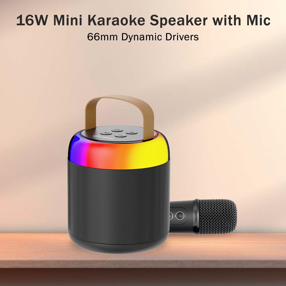 Newly Launched Fusion Tunes 10W Mini Bluetooth Speaker, Wireless Karaoke Mic, 8Hrs Playtime, Vivid RGB Lights, Voice Effects, Multi-Play Modes BT5.1/TF Card & Type-C Charging (Light Pink)