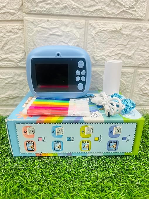 Dino Theme Instant Print Camera for Kids, Dual Selfie Digital Camera with 1080P HD Videos Recoding, 48 MP BT & App Control Instant Photo Printer for Boys and Girls (2 in 1)