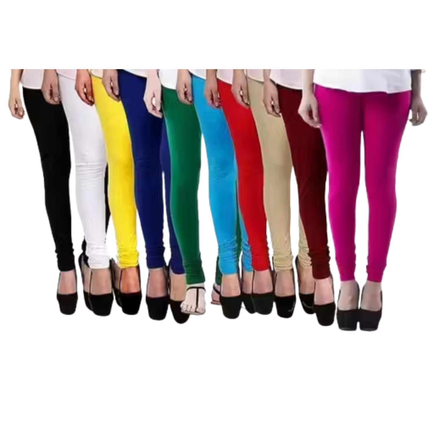 Women's Multicolor Leggings Pack of 3 | Solid Viscose Lycra Stretchable Leggings for Girls & Women | Combo Set for Kurta, Kurti, Tops & Dresses