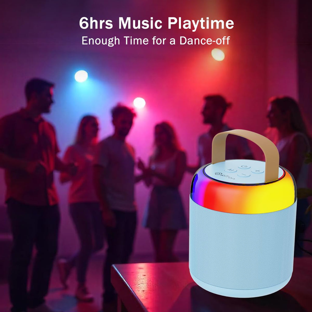 Newly Launched Fusion Tunes 10W Mini Bluetooth Speaker, Wireless Karaoke Mic, 8Hrs Playtime, Vivid RGB Lights, Voice Effects, Multi-Play Modes BT5.1/TF Card & Type-C Charging (Light Pink)