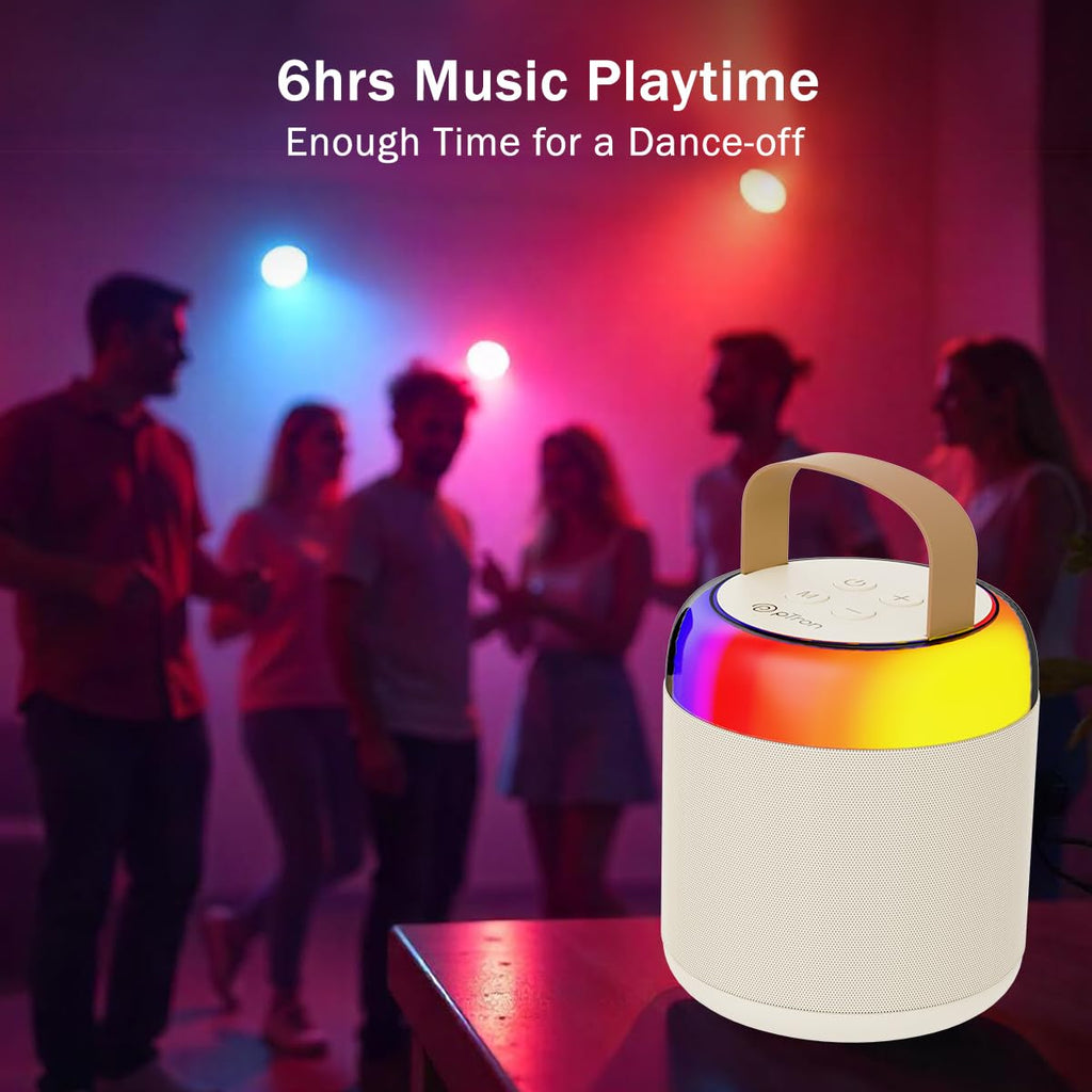 Newly Launched Fusion Tunes 10W Mini Bluetooth Speaker, Wireless Karaoke Mic, 8Hrs Playtime, Vivid RGB Lights, Voice Effects, Multi-Play Modes BT5.1/TF Card & Type-C Charging (Light Pink)