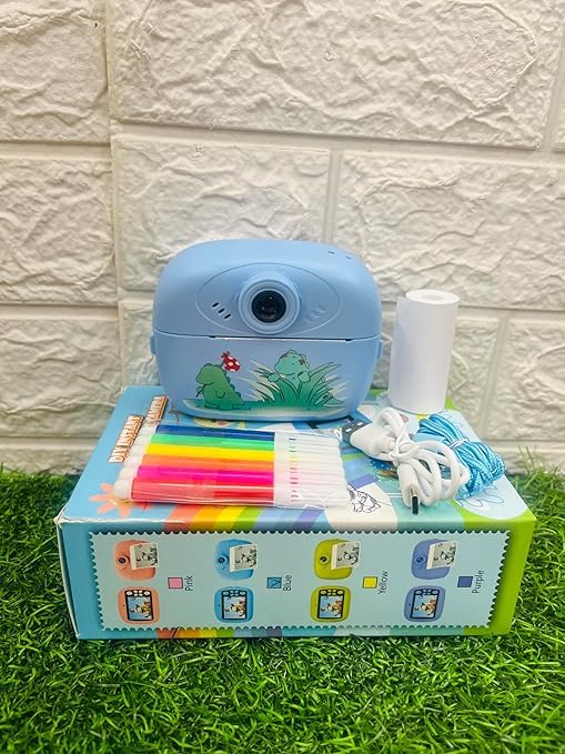 Dino Theme Instant Print Camera for Kids, Dual Selfie Digital Camera with 1080P HD Videos Recoding, 48 MP BT & App Control Instant Photo Printer for Boys and Girls (2 in 1)