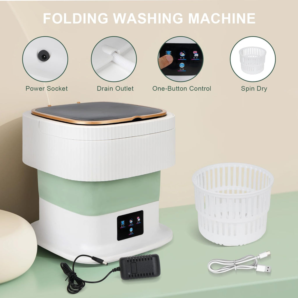 Portable Mini Washing Machine 15L with Upgraded Spin Basket, Compact Clothes Washer for Underwear, Baby Clothes & Small Items, Ideal for Home, Apartments, RV Tours, Dormitories & Hotels