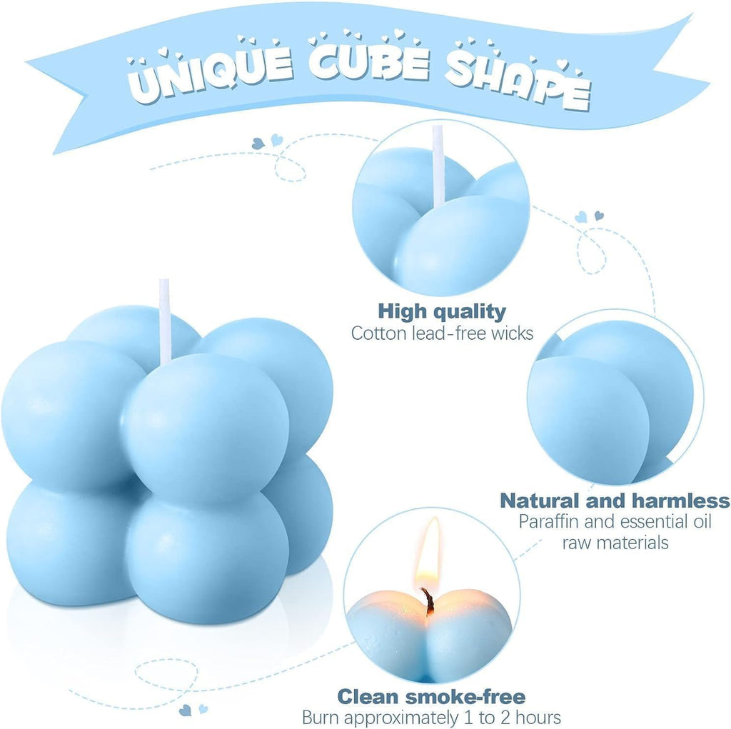 Bubble Candle, Decorative Cube Shape Hand-Poured, Long-Lasting Aromatherapy Candle for Home Decor, Gift Eco-Friendly (Pack of 2) (Big Bubble Cube)