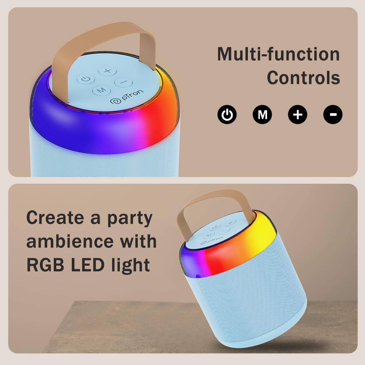 Newly Launched Fusion Tunes 10W Mini Bluetooth Speaker, Wireless Karaoke Mic, 8Hrs Playtime, Vivid RGB Lights, Voice Effects, Multi-Play Modes BT5.1/TF Card & Type-C Charging (Light Pink)