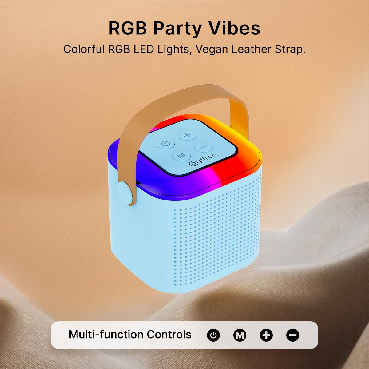 Newly Launched Fusion Tunes 10W Mini Bluetooth Speaker, Wireless Karaoke Mic, 8Hrs Playtime, Vivid RGB Lights, Voice Effects, Multi-Play Modes BT5.1/TF Card & Type-C Charging (Light Pink)