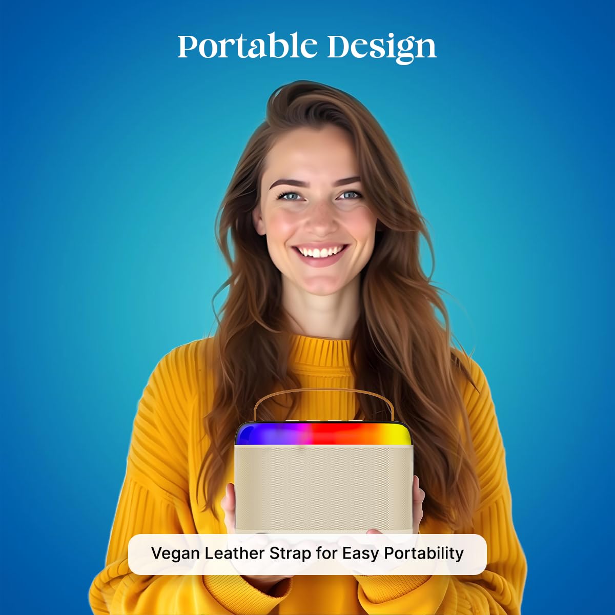 Newly Launched Fusion Tunes 10W Mini Bluetooth Speaker, Wireless Karaoke Mic, 8Hrs Playtime, Vivid RGB Lights, Voice Effects, Multi-Play Modes BT5.1/TF Card & Type-C Charging (Light Pink)