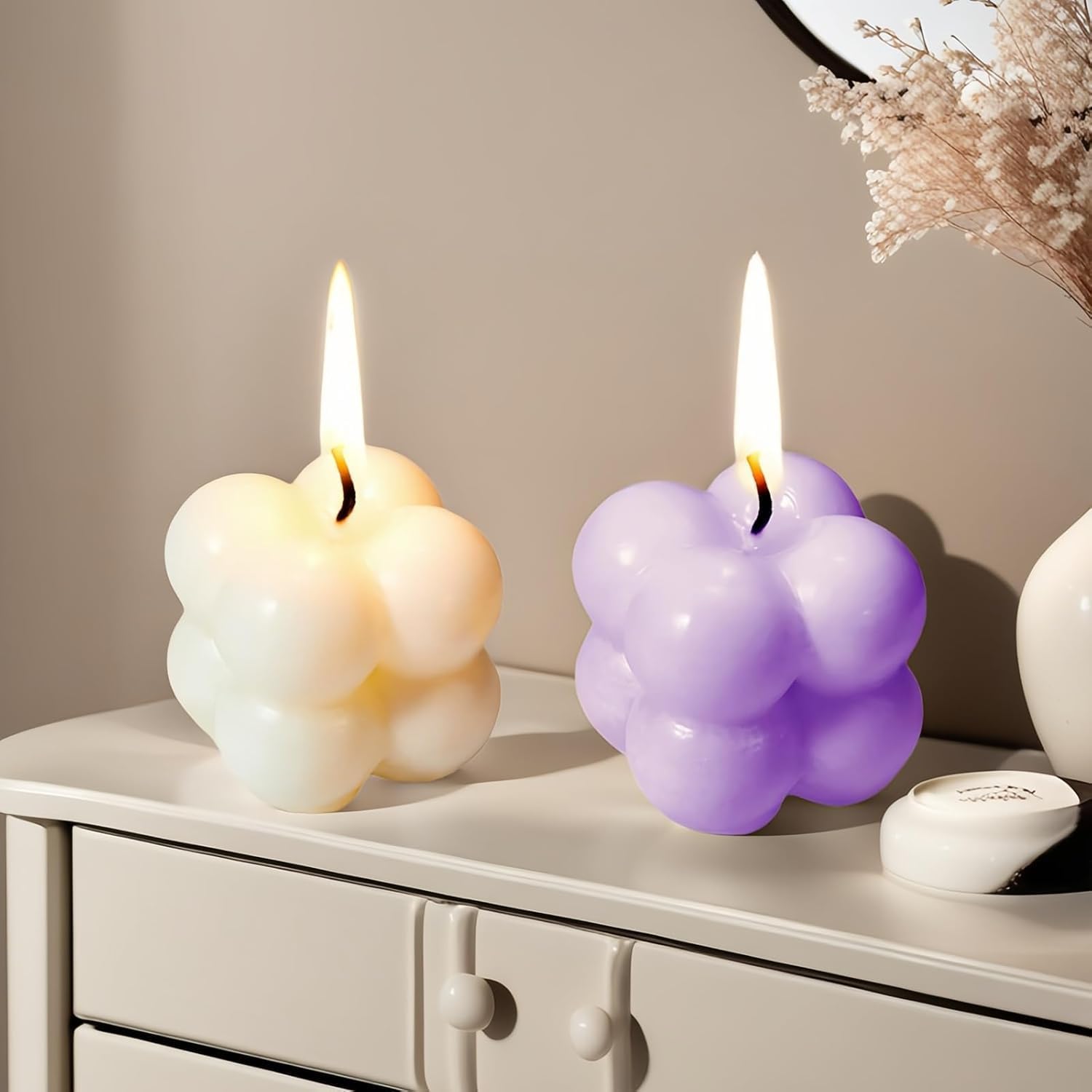Bubble Candle, Decorative Cube Shape Hand-Poured, Long-Lasting Aromatherapy Candle for Home Decor, Gift Eco-Friendly (Pack of 2) (Big Bubble Cube)