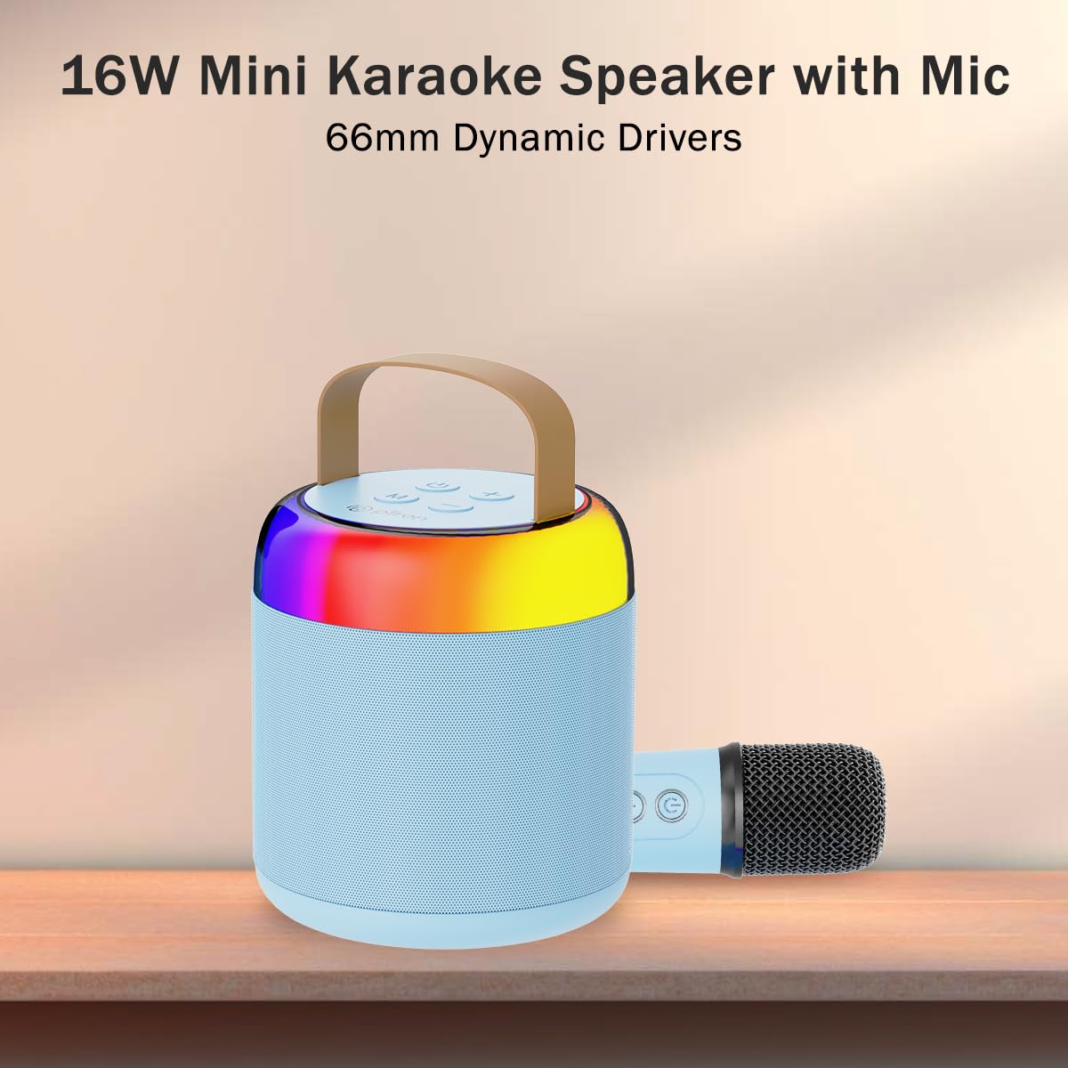 Newly Launched Fusion Tunes 10W Mini Bluetooth Speaker, Wireless Karaoke Mic, 8Hrs Playtime, Vivid RGB Lights, Voice Effects, Multi-Play Modes BT5.1/TF Card & Type-C Charging (Light Pink)
