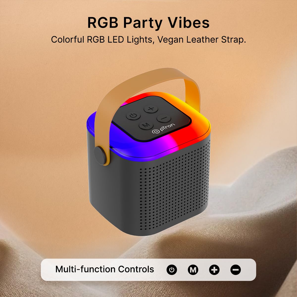 Newly Launched Fusion Tunes 10W Mini Bluetooth Speaker, Wireless Karaoke Mic, 8Hrs Playtime, Vivid RGB Lights, Voice Effects, Multi-Play Modes BT5.1/TF Card & Type-C Charging (Light Pink)