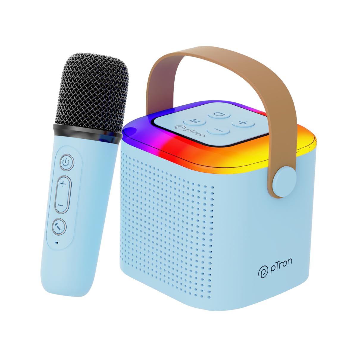 Newly Launched Fusion Tunes 10W Mini Bluetooth Speaker, Wireless Karaoke Mic, 8Hrs Playtime, Vivid RGB Lights, Voice Effects, Multi-Play Modes BT5.1/TF Card & Type-C Charging (Light Pink)