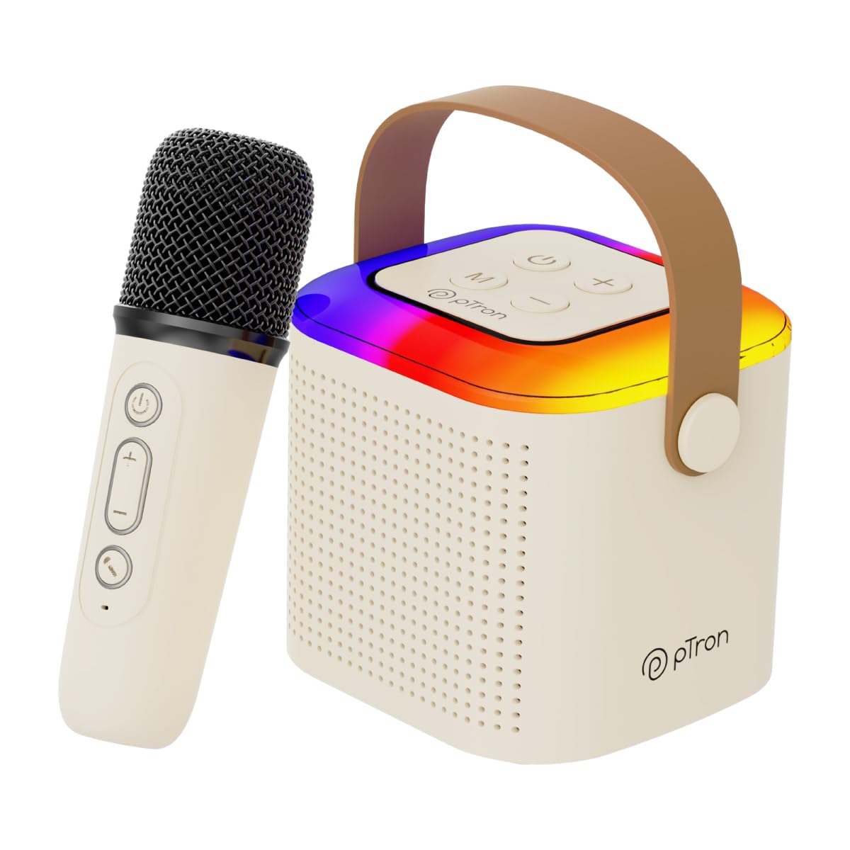 Newly Launched Fusion Tunes 10W Mini Bluetooth Speaker, Wireless Karaoke Mic, 8Hrs Playtime, Vivid RGB Lights, Voice Effects, Multi-Play Modes BT5.1/TF Card & Type-C Charging (Light Pink)