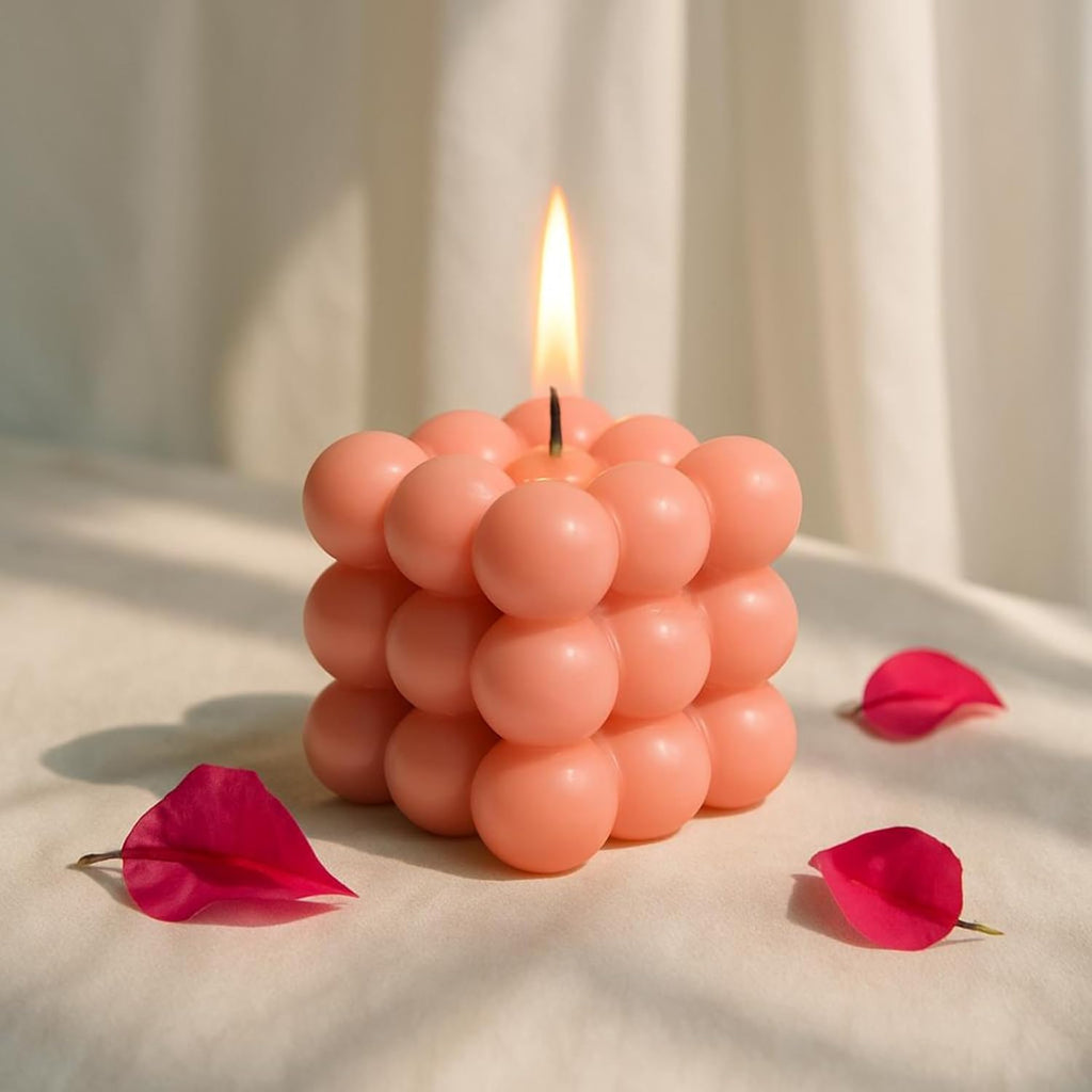 Bubble Candle, Decorative Cube Shape Hand-Poured, Long-Lasting Aromatherapy Candle for Home Decor, Gift Eco-Friendly (Pack of 2) (Big Bubble Cube)