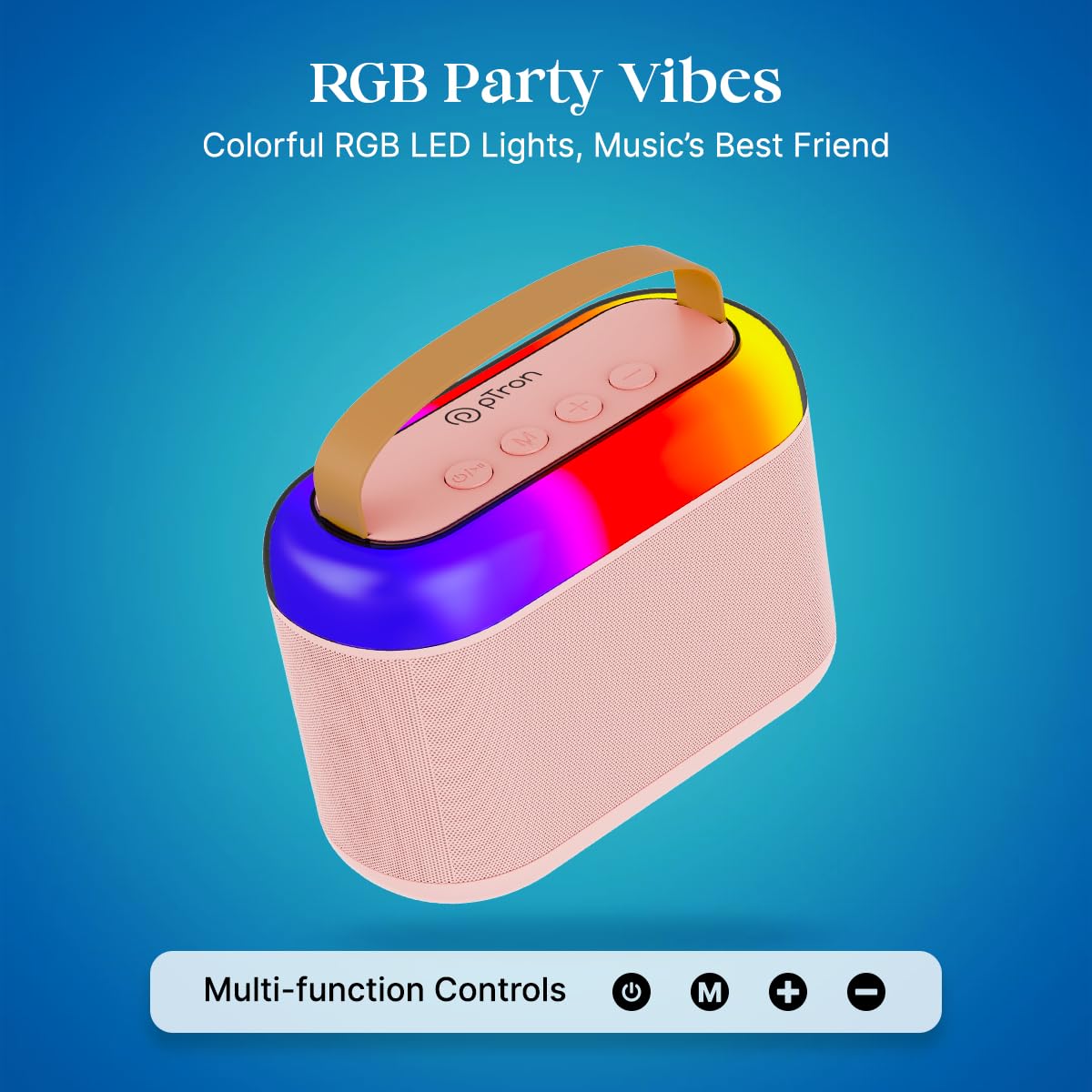 Newly Launched Fusion Tunes 10W Mini Bluetooth Speaker, Wireless Karaoke Mic, 8Hrs Playtime, Vivid RGB Lights, Voice Effects, Multi-Play Modes BT5.1/TF Card & Type-C Charging (Light Pink)
