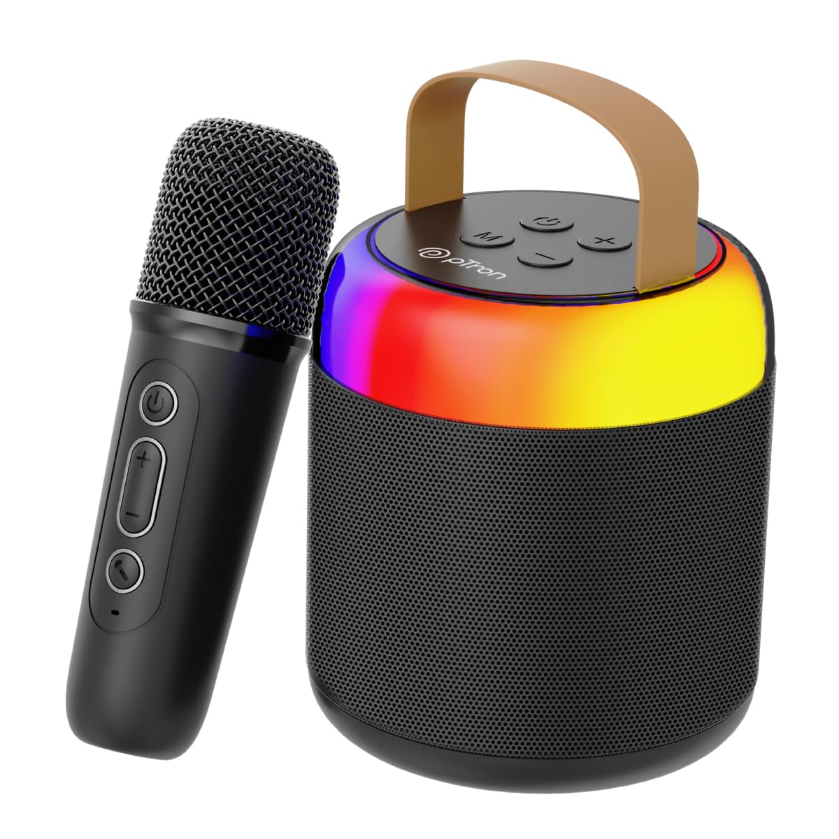 Newly Launched Fusion Tunes 10W Mini Bluetooth Speaker, Wireless Karaoke Mic, 8Hrs Playtime, Vivid RGB Lights, Voice Effects, Multi-Play Modes BT5.1/TF Card & Type-C Charging (Light Pink)