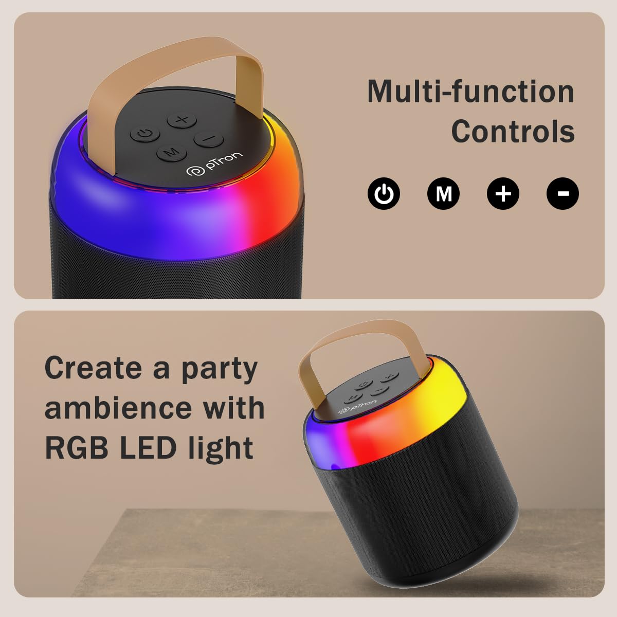 Newly Launched Fusion Tunes 10W Mini Bluetooth Speaker, Wireless Karaoke Mic, 8Hrs Playtime, Vivid RGB Lights, Voice Effects, Multi-Play Modes BT5.1/TF Card & Type-C Charging (Light Pink)