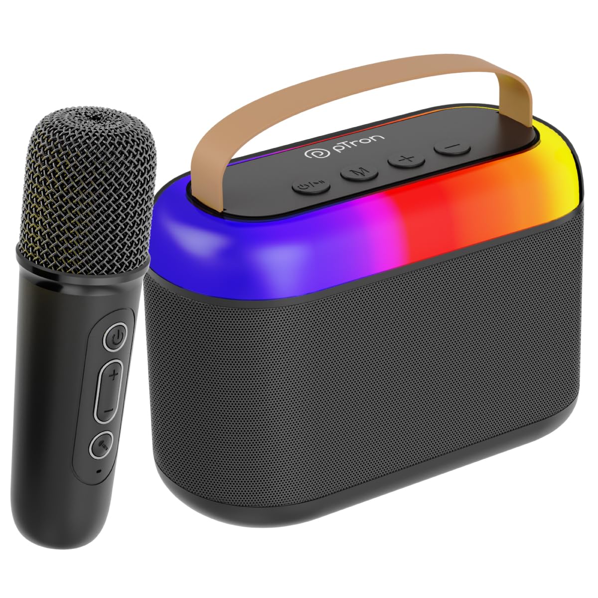 Newly Launched Fusion Tunes 10W Mini Bluetooth Speaker, Wireless Karaoke Mic, 8Hrs Playtime, Vivid RGB Lights, Voice Effects, Multi-Play Modes BT5.1/TF Card & Type-C Charging (Light Pink)