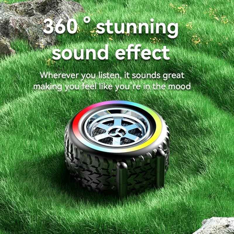 Pii Tech i-Ride, Stylish 10W Bluetooth Wireless Speaker, 360? Surround Sound, Powerful Bass, FM Radio, Colorful LED Lights, AUX Micro SD & USB, Type C Charging, 8 Hours Playtime