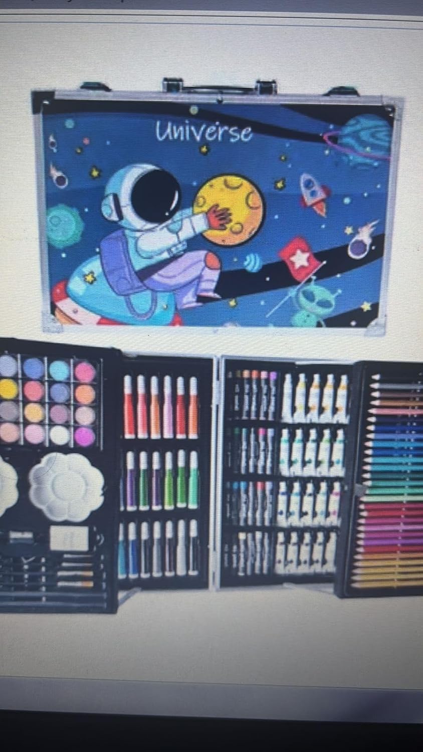 Art Set for Kids, 145 Pieces Drawing Kit with Colour Pencils, Oil Pastels, Paint Brushes, Multi Theme Art Set