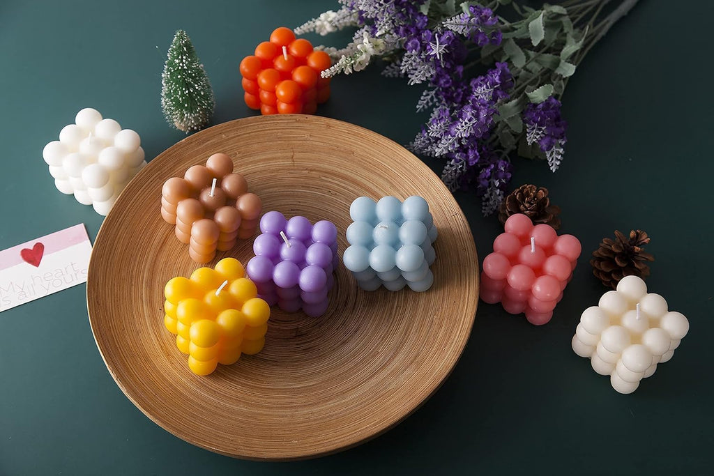 Bubble Candle, Decorative Cube Shape Hand-Poured, Long-Lasting Aromatherapy Candle for Home Decor, Gift Eco-Friendly (Pack of 2) (Big Bubble Cube)